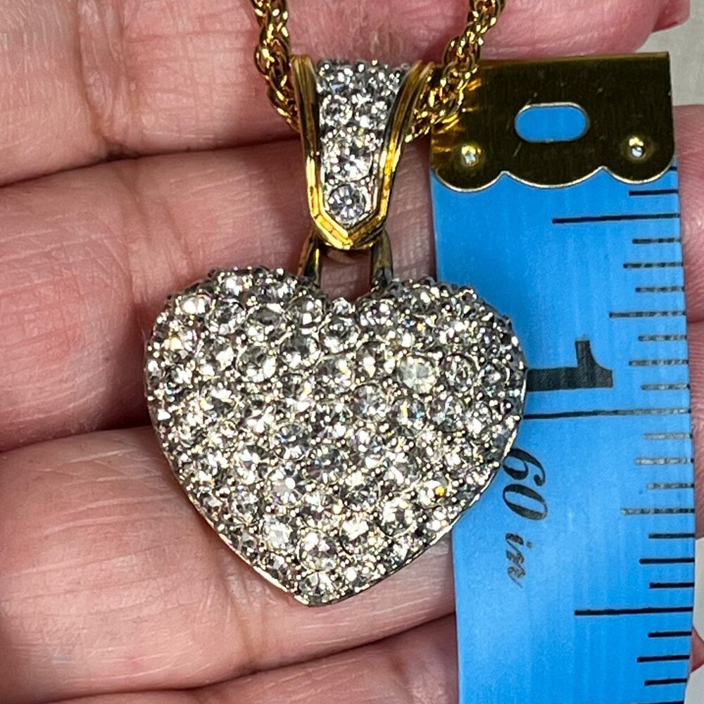 Swarovski Gold-Tone Necklace With Pave Crystal Heart Pendant & Chain - Picture 7 of 7